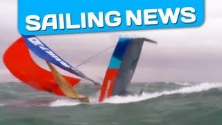 Incredible - A boat capsizes while sailing under spinnaker in heavy weather