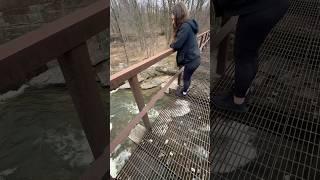 walking over a semi sketchy bridge and standing right above the roaring brook in NEPA! #nepa #water