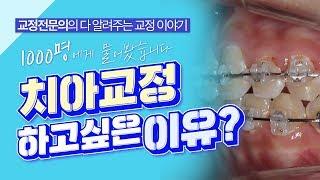 1000명에게 물어봤습니다.  치아교정 치료  하고싶은 이유 1위는? 틀어진 앞니? 돌출입 교정?