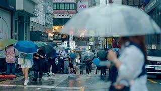 Heavy Rain in Seoul’s Garosu-gil | Moody Walking Tour through Sinsa-dong Alley
