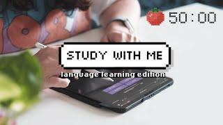 Real-time study languages with me | 2x25 pomodoro sessions | instrumental music