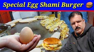 Special Egg Shami Burger | Super Fast Cooking Skills | Egg Anda Bun Kabab at Street Food of jeddah