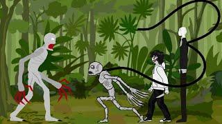 SCP-096 vs The Rake, SLENDERMAN and Jeff the killer - Drawing cartoons 2 animation