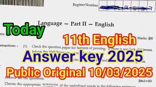 11th English Public Exam Answer Key 2025 | Today 10/03/2025 | 11th English Public One marks answer