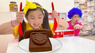 Emma Pretend Play Real vs Fake Chocolate Food Challenge | Cooking Chocolates Food Toys