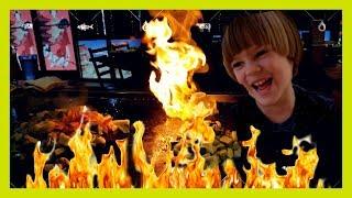 Onion IN FIRE Hibachi with Kids Adventures With Sweetie Fella Aleks