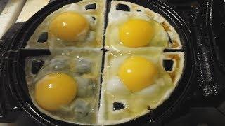 Eggs meet waffle machine