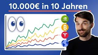 Was wurde aus 10.000€ in 10 Jahren? MSCI World, NVIDIA, Bitcoin, DAX, Tagesgeld, ETF, 70/30 & mehr!