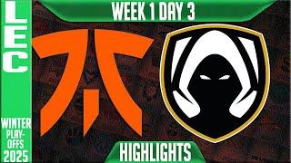 FNC vs TH Highlights | LEC Winter Playoffs BO1 W1D3 2025 | Fnatic vs Team Heretics