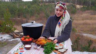 Cooking Lunch in the Carpathian Mountains | Ukrainian Cuisine