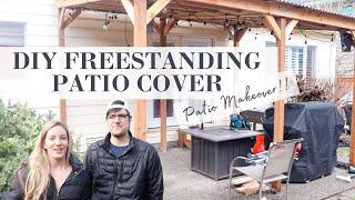 DIY FREE STANDING PATIO COVER | Patio Makeover Part 3!!