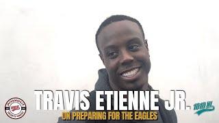 Jacksonville Jaguars RB Travis Etienne Jr. on hamstring injury, facing the Philadelphia Eagles