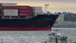 Container ships and tankers in New York Harbor 2013