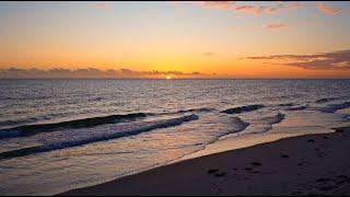 Full Un-Looped Sunset on the Beach with Relaxing Ocean Waves ASMR, 1.5H in 4K