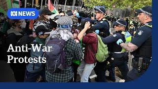 Victoria Police 'appalled' by protesters at Land Forces expo in Melbourne | ABC NEWS