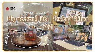 My weekend life || Student Edition (skincare routine, making tea, digital art, feed my rabbit)