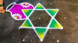 Pongal paanai kolam designs/5*3 bhogi kundalu muggulu/sankranti muggulu/super Amazingrangoli