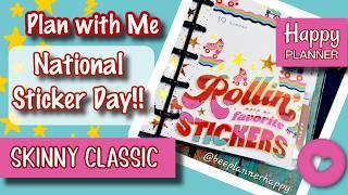 National Sticker Day SpreadFun Plan with Me ~ Happy Planner Skinny Classic