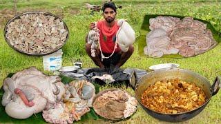 Village Cooking Boti Masala recipe | how to clean mutton boti eating | goat intestine gravy