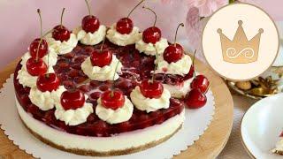  CHERRY CAKE with QUARK CREAM NO BAKING  SUMMER CAKE!  RECIPE by SUGARPRINCESS 