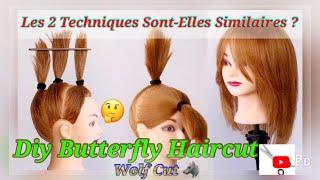 DIY Butterfly Haircut Medium Length// corte de mariposa hazlo ...//Coupe papillon 