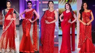 red net saree look | red net saree collection & red net blouse combination | Red net designer saree