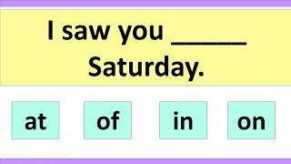 PREPOSITIONS QUIZ. ENGLISH GRAMMAR TEST - 54. What's your score?