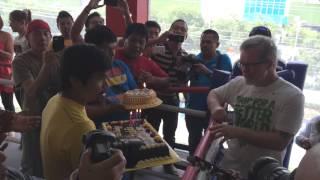 Pacquiao sing Happy Birthday to coach Freddie Roach