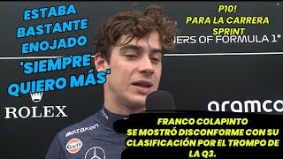 Franco Colapinto se mostró disconforme con su clasificación por el trompo de la Q3. F1 radio