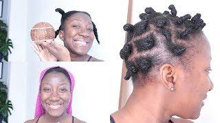 Bantu Knot Out Using Sheabutter Only || Thin Fine Natural Hair 4c || Adede