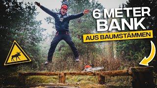 6m Bushcraft Bank aus Baumstämmen selber bauen | Schwedencamp - Tom Siesing