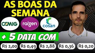 DIVIDENDOS EM AGOSTO - 5 AÇOES (DATA COM) EM AGOSTO - ANÁLISE EXTRA - RAIZ4, CSAN3, SLCE3, CMIG4