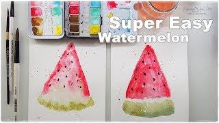 Super Easy Beginners Watercolor Watermelon for Kids  Maremi's Small Art 