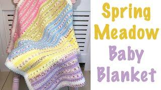  VERY EASY Crochet Baby Blanket - Spring Meadow (for beginners!) One Row Repeat!