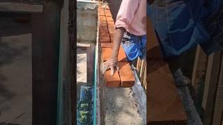 Perfect horizontal bricklaying method  #shorts #shortsfeed #construction #bricklaying