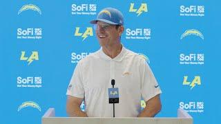 Jim Harbaugh On Falcons Win & Tarheeb Still | LA Chargers