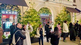 London Christmas Walk 2024 | New Bond Street Luxury Christmas Shopping | London Winter Walk[4K HDR