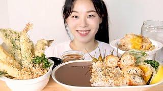 ASMR Japanese Food Mukbang 일식 먹방 텐동 새우튀김 돈까스 커리 일본 카레 Pork Cutlet Curry Shrimp Tempura 天丼 カレー 海老名同