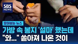 가방 속 봉지 '설마' 했는데 "와..." 쏟아져 나온 것이 / SBS / 모아보는 뉴스