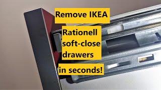 IKEA Rationell kitchen drawer secret lever! How to remove soft-close drawers from slider rails.