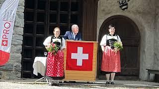 alt Bundesrat Dr Chridtof Blocher. Tellspielareal Matten bei Interlaken Pro Schweiz