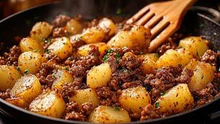 Just add ground beef to the potatoes! And the result will be amazing! Simple dinner recipe!