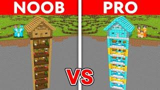 NOOB vs PRO: SKYSCRAPER UNDER THE HOUSE Build Challenge in Minecraft (Maizen)