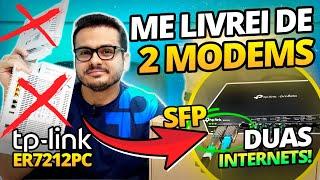 ME LIVREI DO MODEM DA OI FIBRA E COLOQUEI O ROTEADOR ER7212PC DA TP-LINK COM DUAS FIBRAS NOS SFP