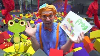 Blippi Learns Animals and Colors At The Indoor Trampoline Park | Educational Blippi Videos For Kids