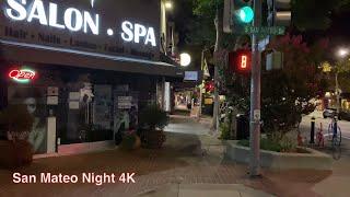 4K Night Walk: San Mateo Downtown, Bay Area, California 2020, 25 mins Treadmill Workout