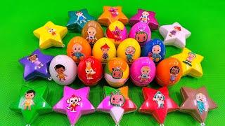 Rainbow SLIME: Hunting Pinkfong in Eggs, Star with CLAY Coloring! Satisfying Videos, ASMR