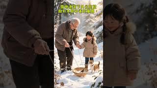 乡愁：雪地捕雀的竹筛 外公撒谷粒支木棍，等麻雀啄食时拉绳啄食时拉绳