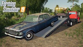 FS19 - TRANSPORTING an old forgotten FORD with TOW TRUCK - Farming Simulator 2019 Truck Mod