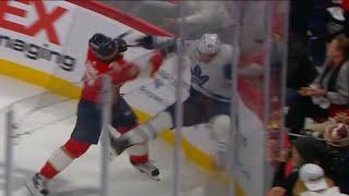 Gudas with a massive hit on Kampf causes scrum 2022 - 2023 Playoffs